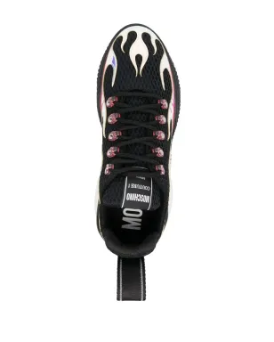 Moschino flame-effect lace-up sneakers - Black - サムネイル4