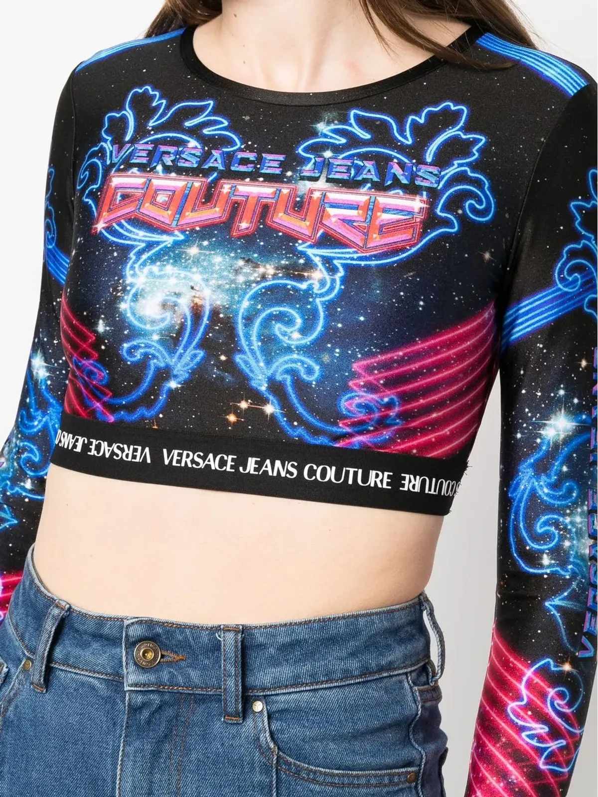 Versace Jeans Couture ロゴプリント クロップドトップ - 画像5