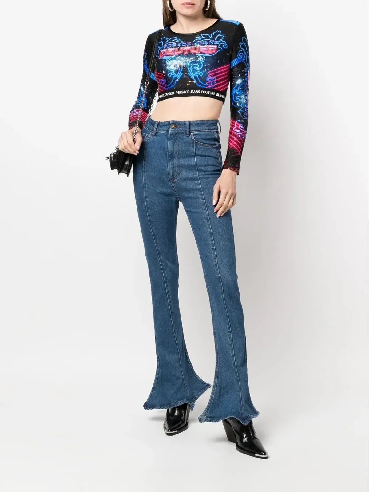 Versace Jeans Couture ロゴプリント クロップドトップ - 画像2