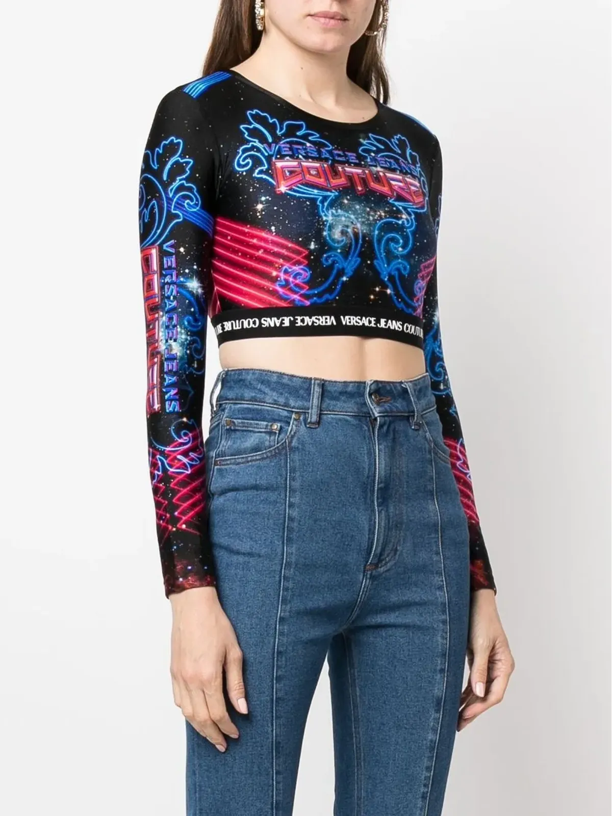 Versace Jeans Couture ロゴプリント クロップドトップ - 画像3