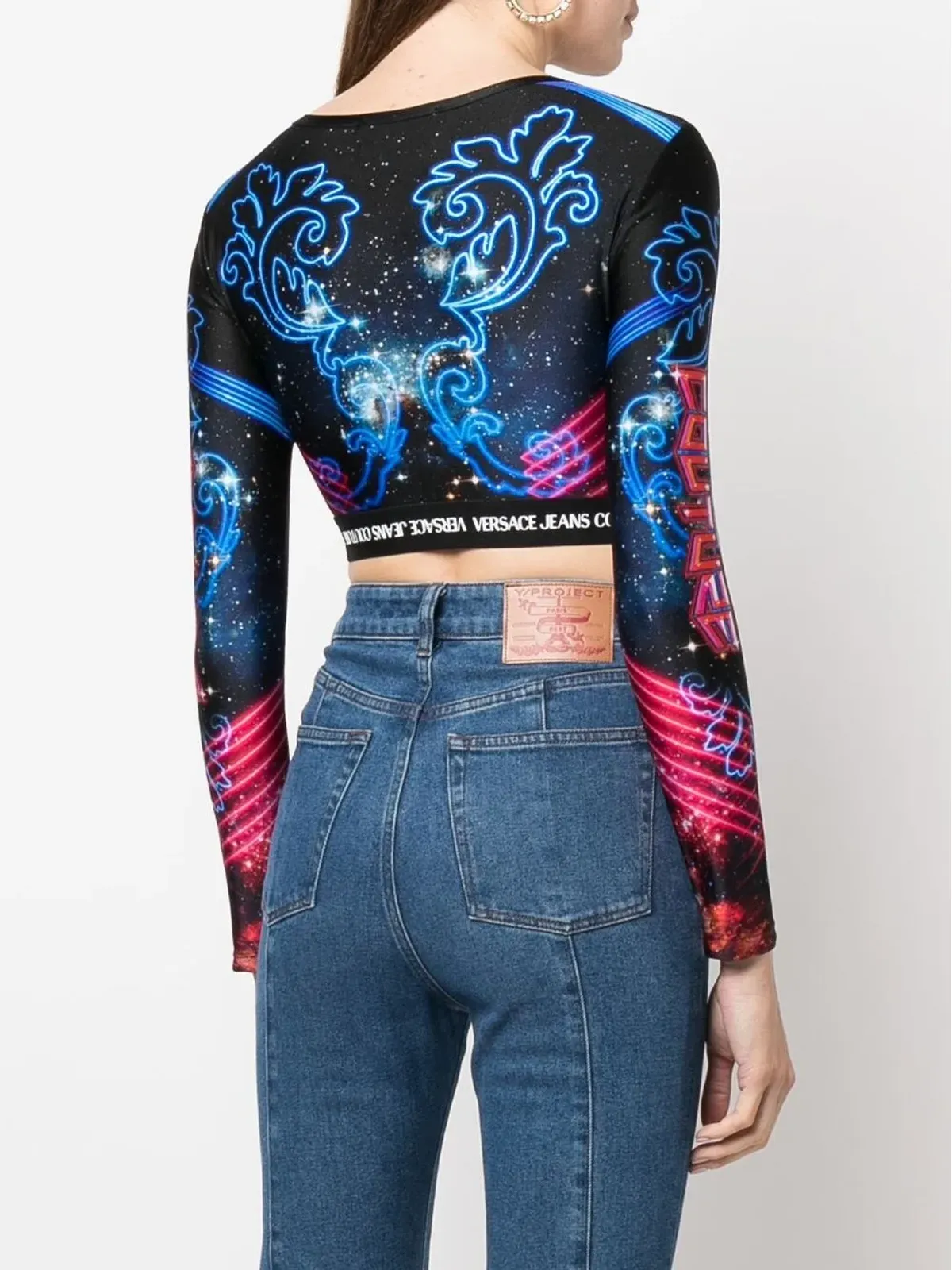 Versace Jeans Couture ロゴプリント クロップドトップ - 画像4
