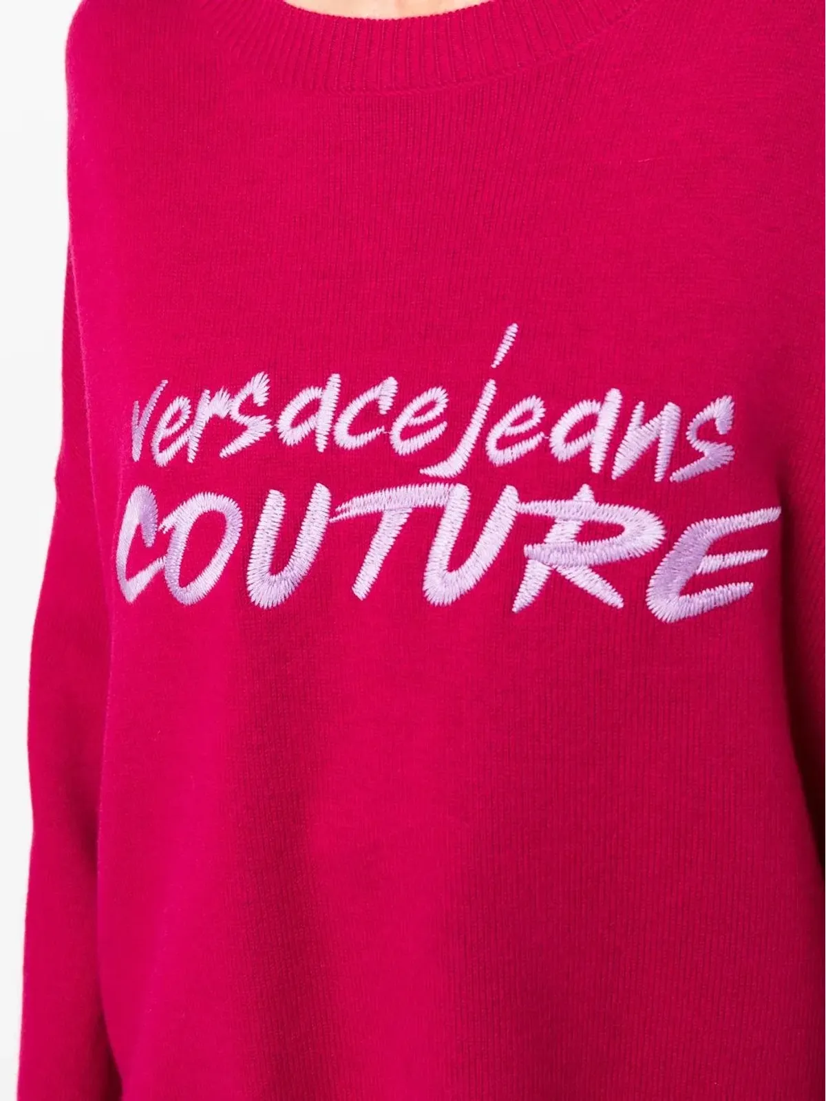 Versace Jeans Couture 刺繍ロゴ入りワイドスリーブニット（ピンク） - 画像5