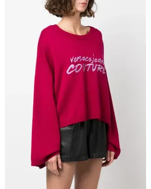 Versace Jeans Couture 刺繍ロゴ入りワイドスリーブニット（ピンク） - サムネイル3