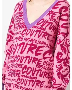 Versace Jeans Couture ロゴ入りインターシャ Vネック セーター - サムネイル5