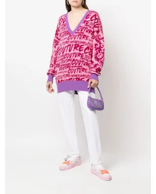 Versace Jeans Couture ロゴ入りインターシャ Vネック セーター - サムネイル2