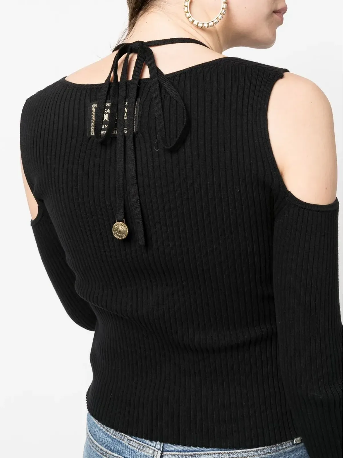 Versace Jeans Couture オープンショルダーリブ編みジャンパー - 画像5