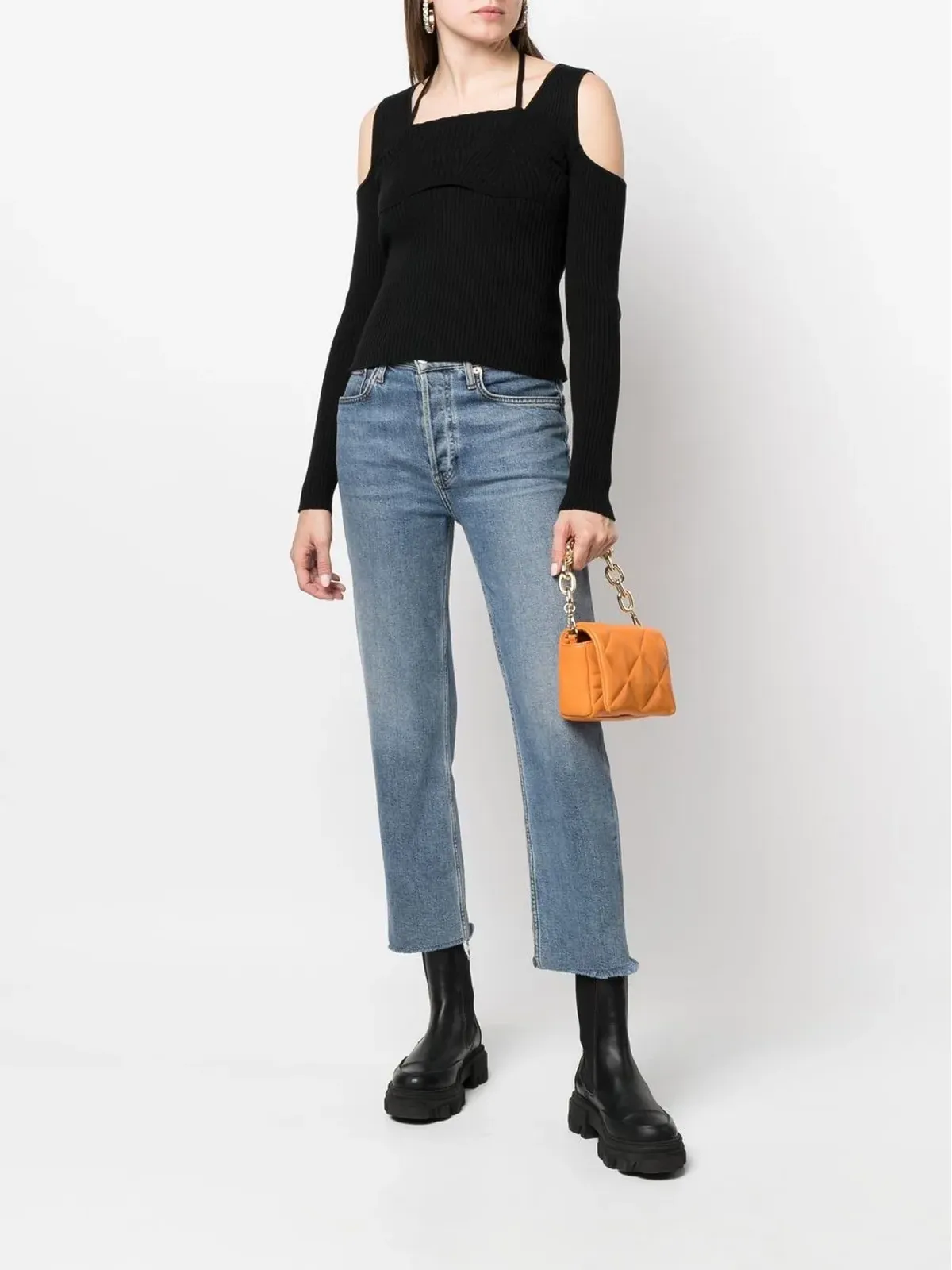 Versace Jeans Couture オープンショルダーリブ編みジャンパー - 画像2