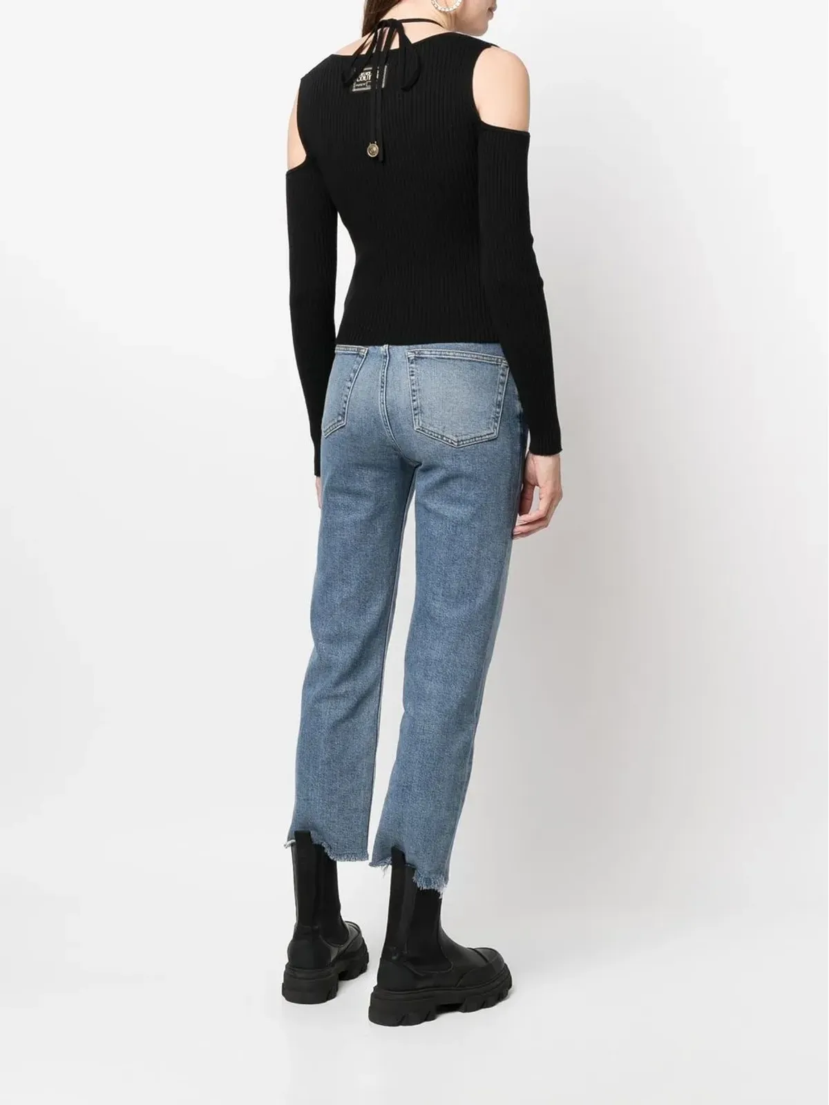 Versace Jeans Couture オープンショルダーリブ編みジャンパー - 画像4