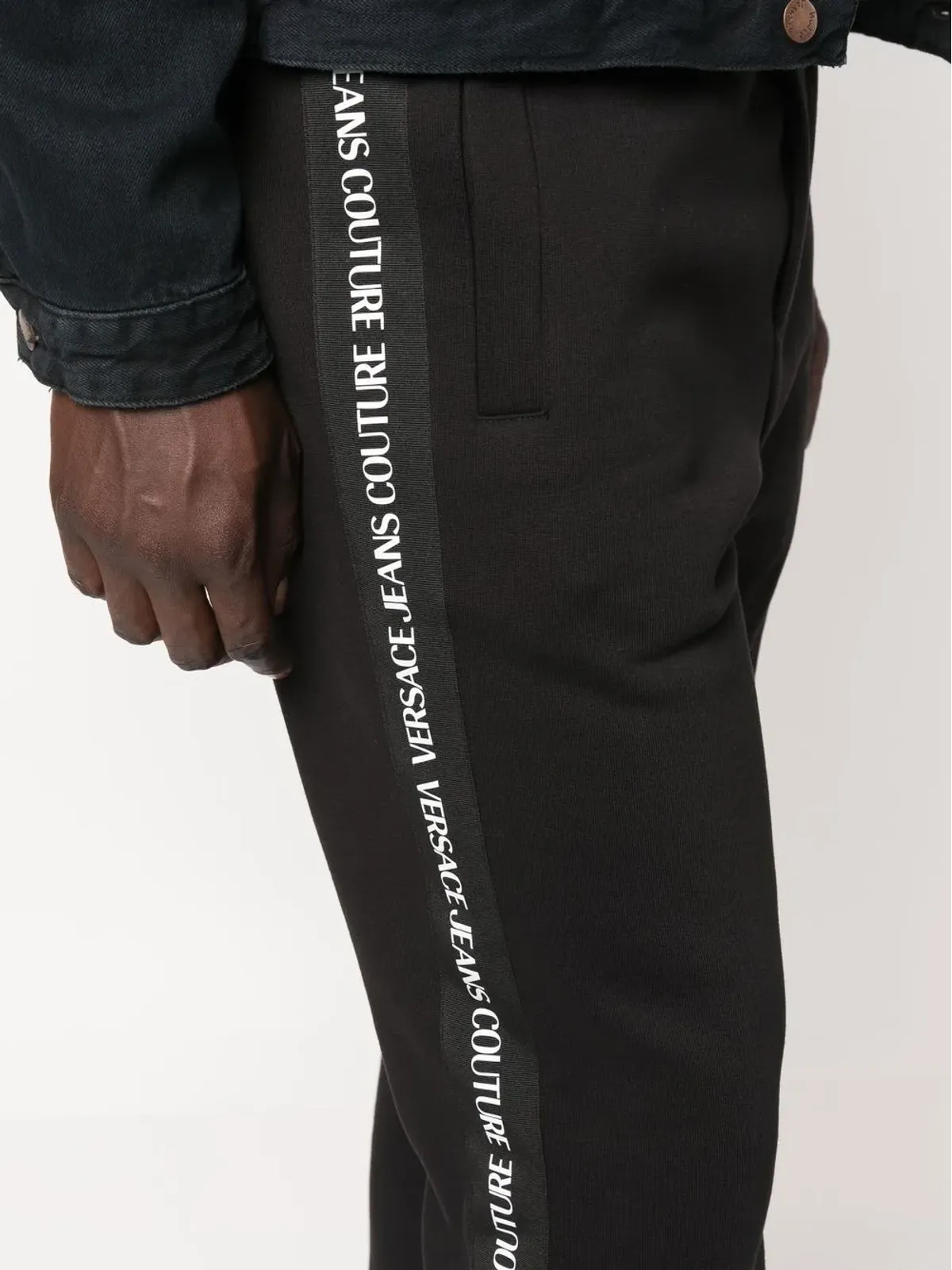 Versace Jeans Couture ロゴテープ付きコットン トラックパンツ - ブラック - 画像5