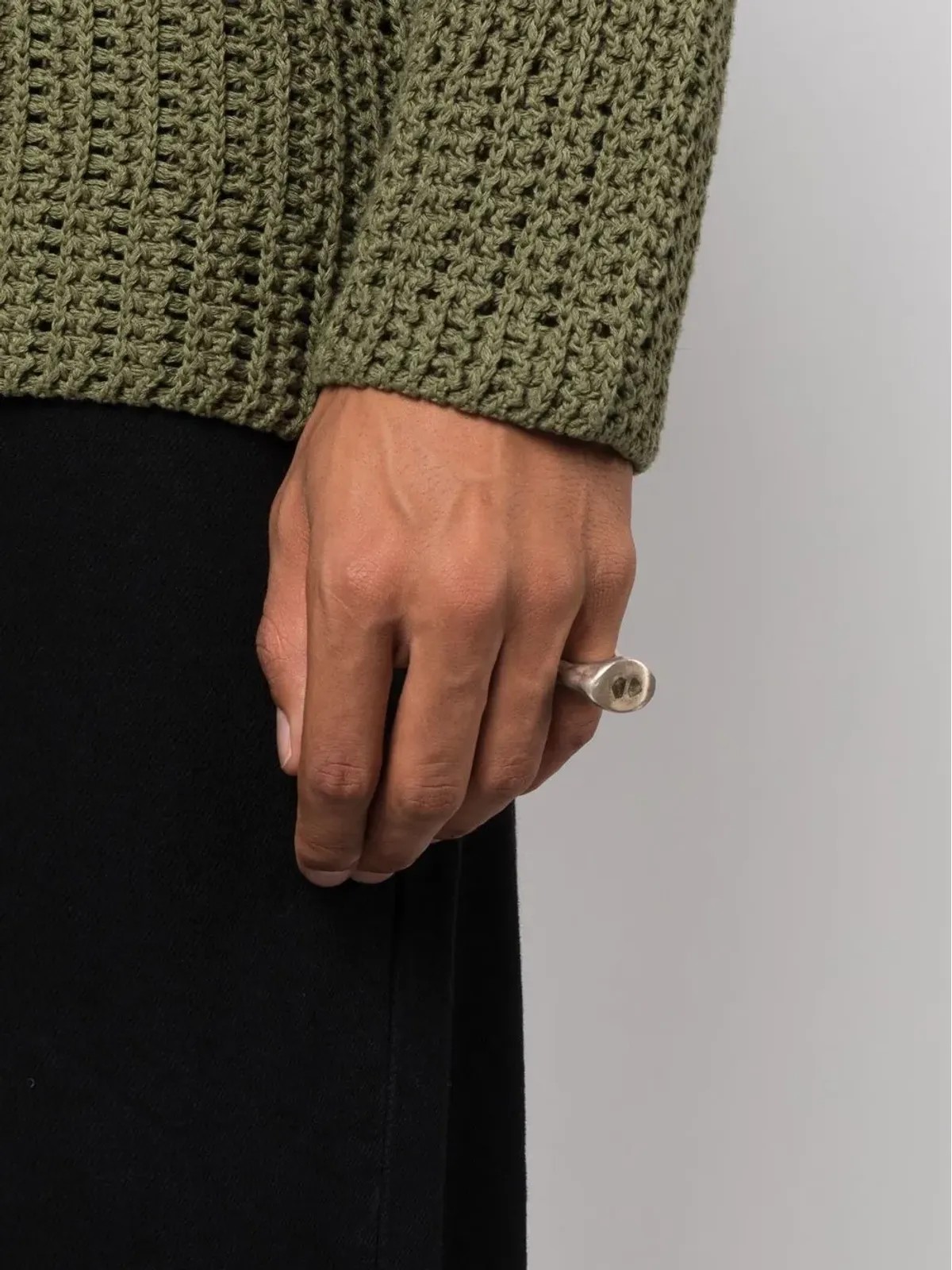 Parts of Four Tall Roman diamond ring - Silver - 画像2