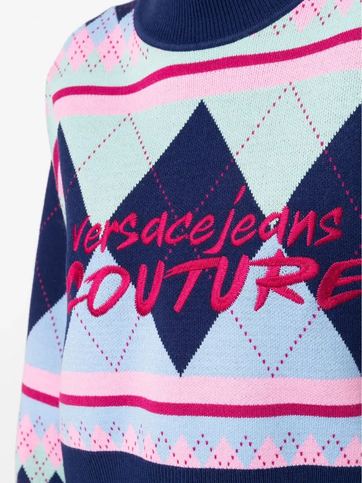 Versace Jeans Couture アーガイルニット ロゴ刺繍 ジャンパー - 画像5