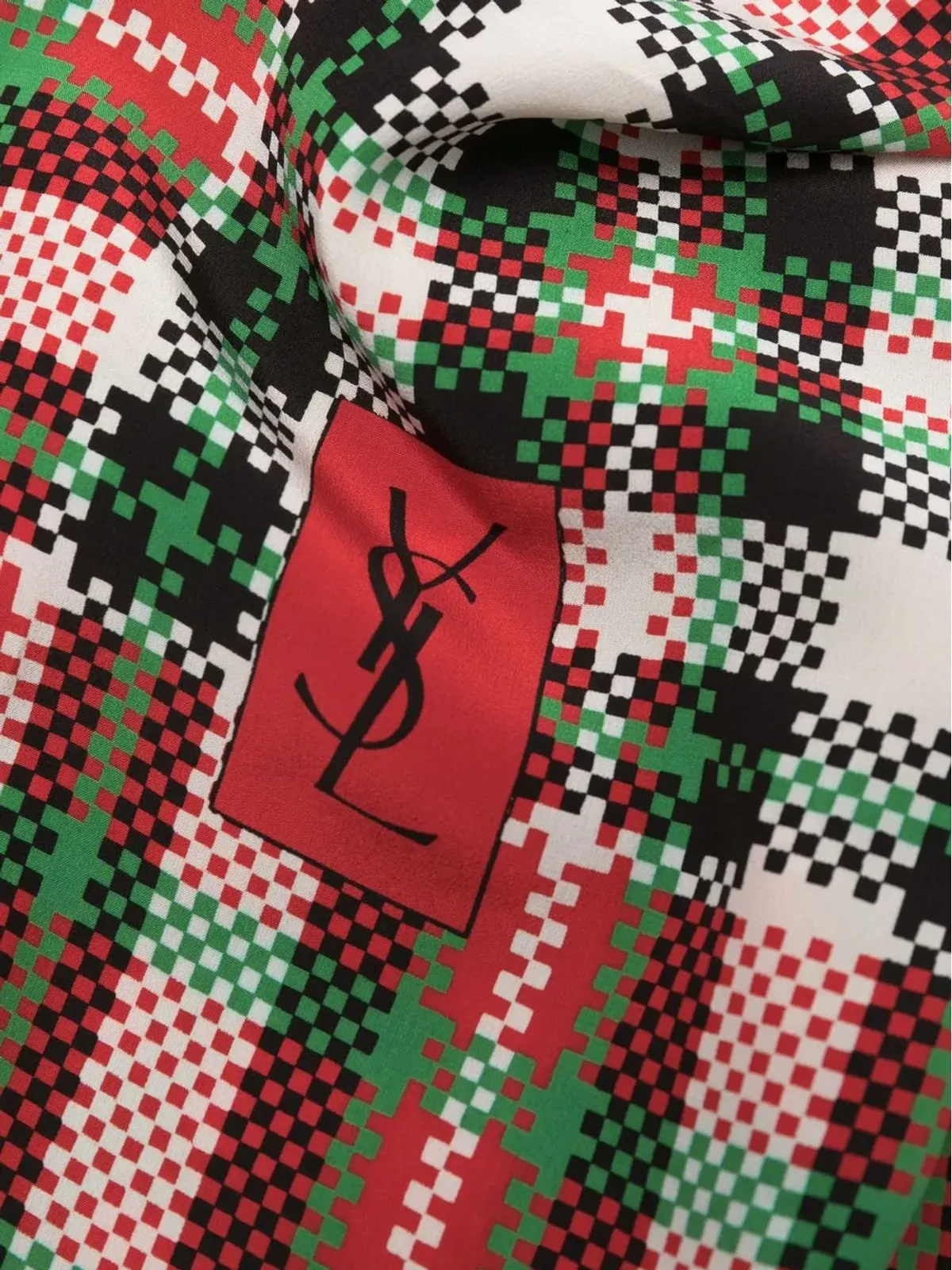 Saint Laurent Pre-Owned 1990年代 YSL チェック柄シルクスカーフ - レッド - 画像4