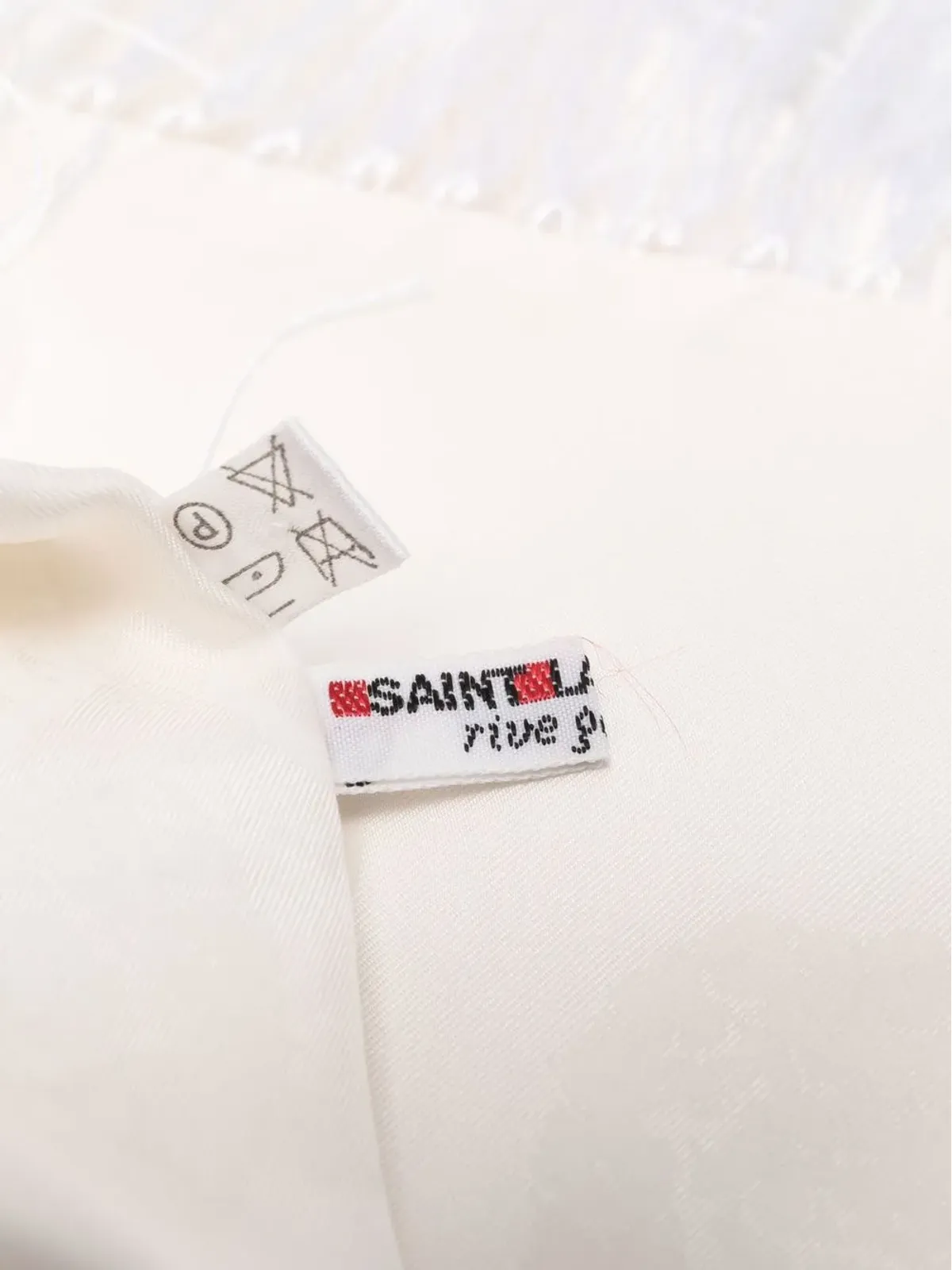 Saint Laurent Pre-Owned 1990年代のフリンジ付きシルクスカーフ - ホワイト - 画像4