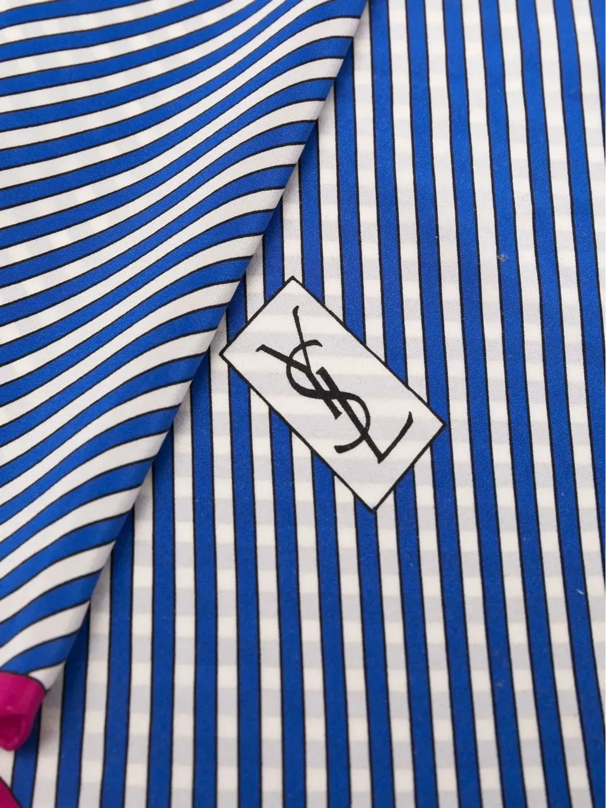 Saint Laurent Pre-Owned 1990s striped silk scarf - Blue - 画像3