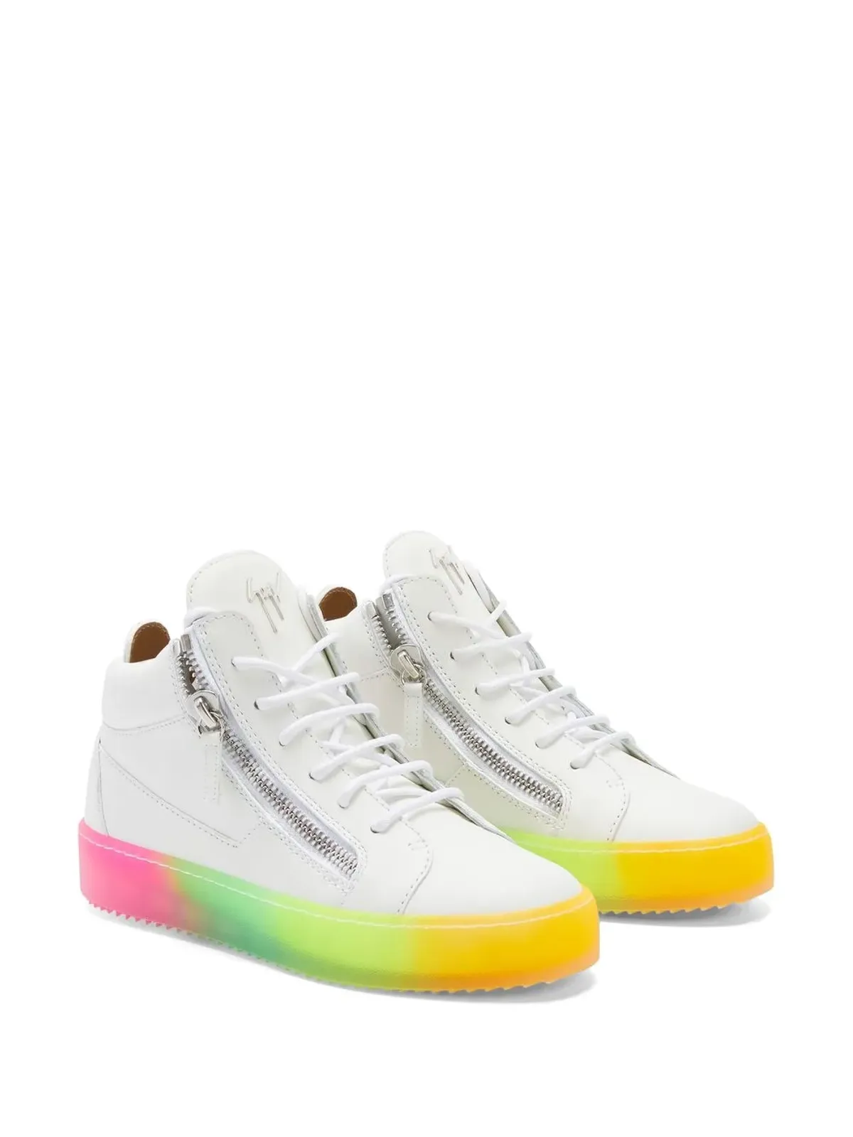 Giuseppe Zanotti クリス レインボーソール ミッドトップスニーカー ホワイト - 画像2