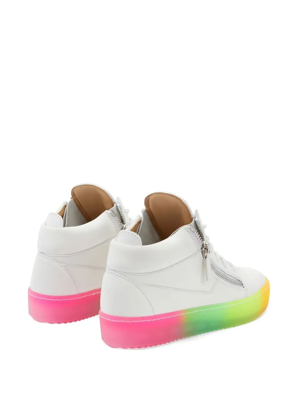 Giuseppe Zanotti クリス レインボーソール ミッドトップスニーカー ホワイト - 画像3