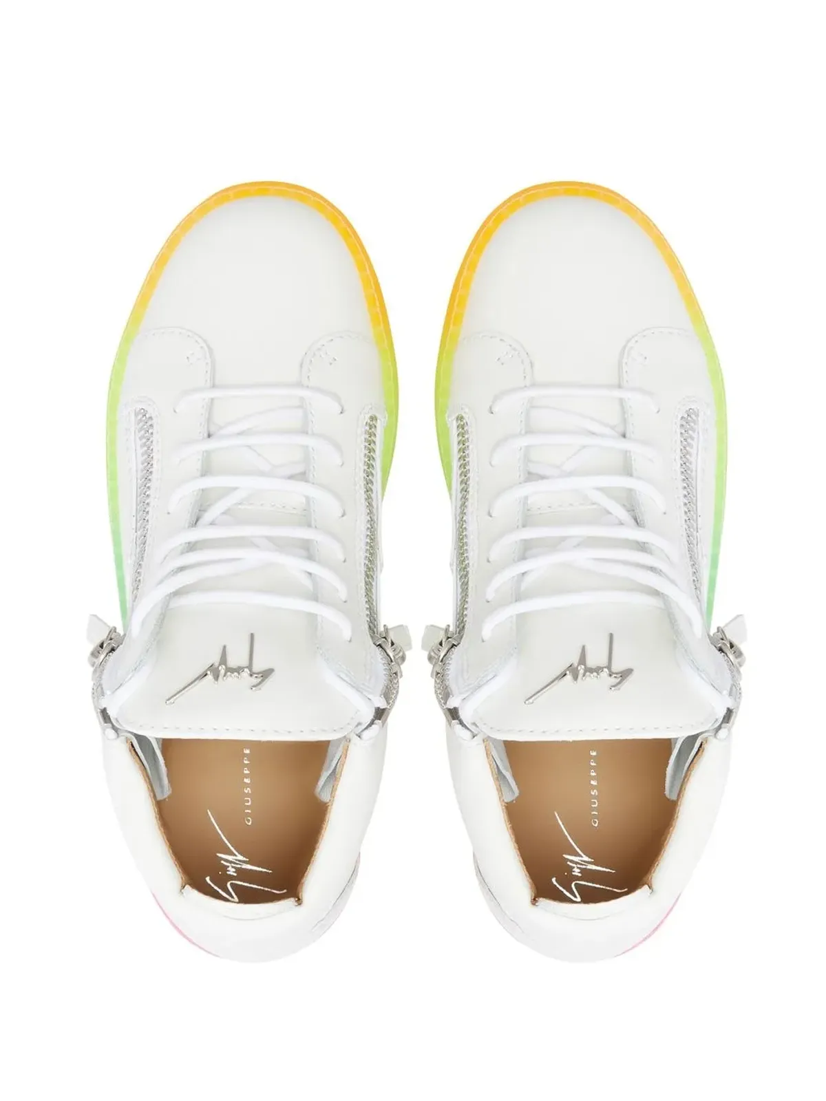Giuseppe Zanotti クリス レインボーソール ミッドトップスニーカー ホワイト - 画像4
