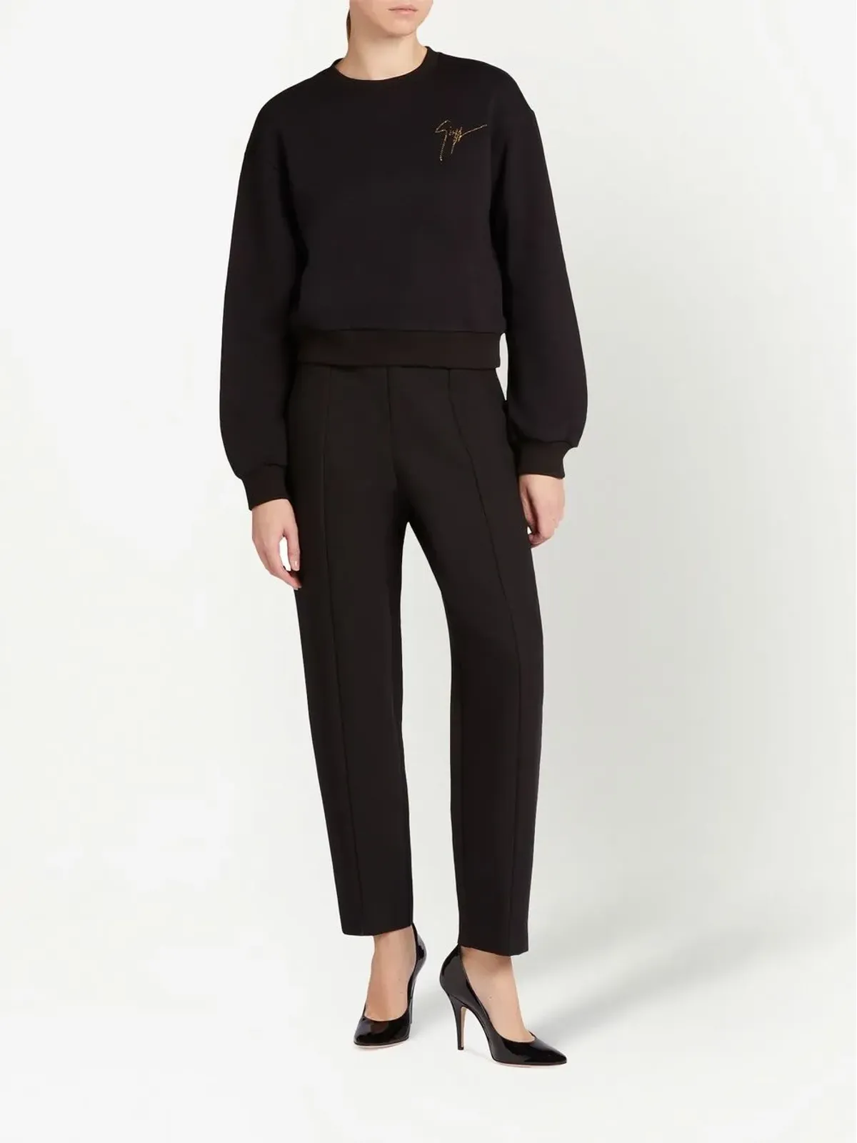Giuseppe Zanotti Sauvanne crystal-logo sweatshirt ブラック - 画像2