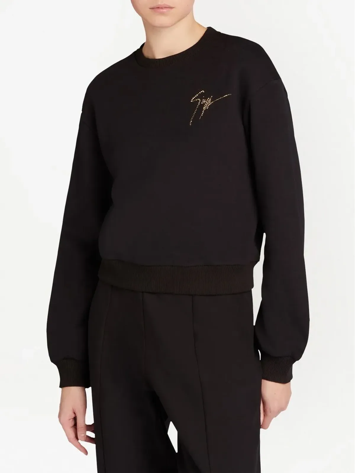 Giuseppe Zanotti Sauvanne crystal-logo sweatshirt ブラック - 画像3