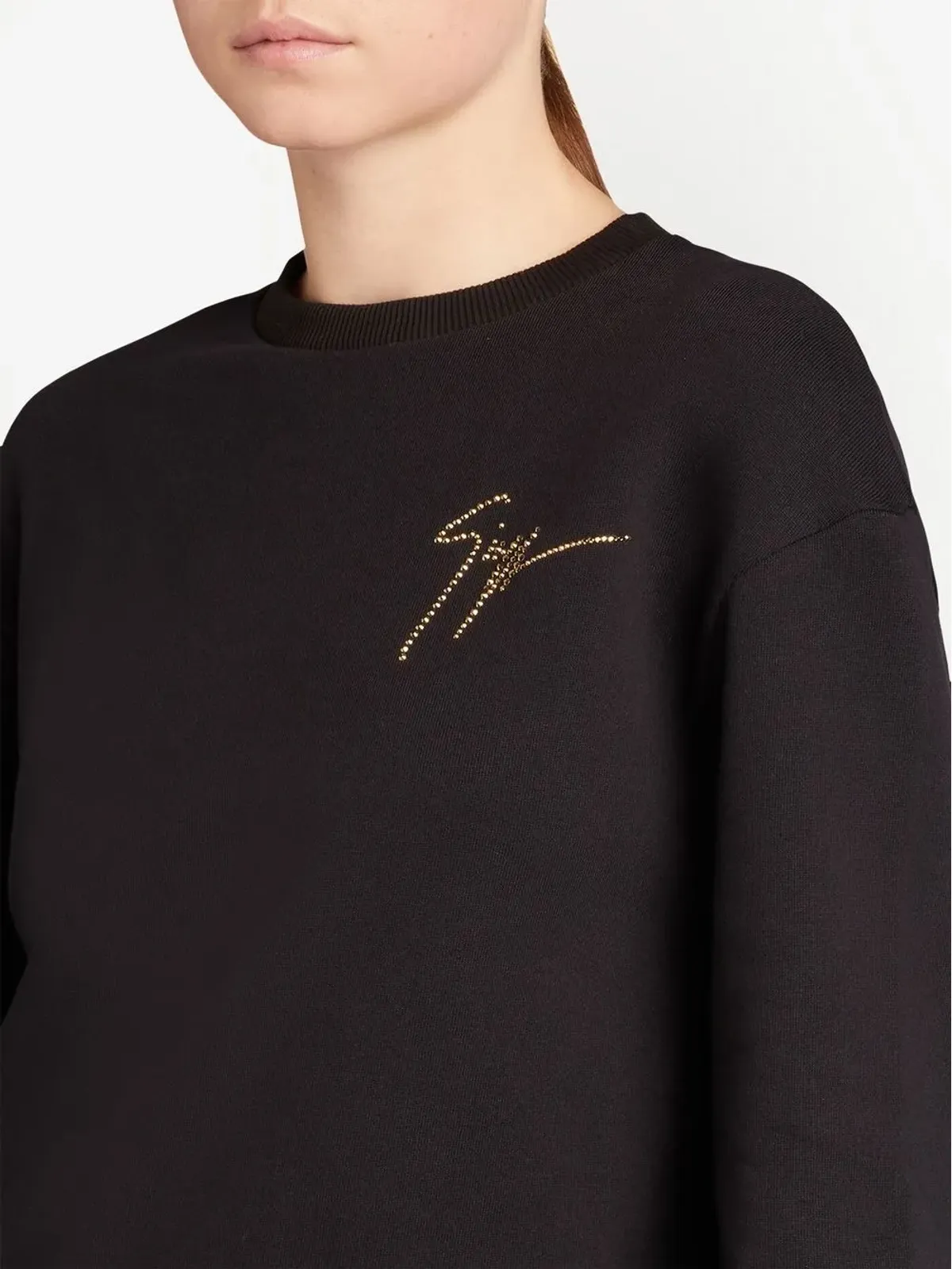 Giuseppe Zanotti Sauvanne crystal-logo sweatshirt ブラック - 画像4