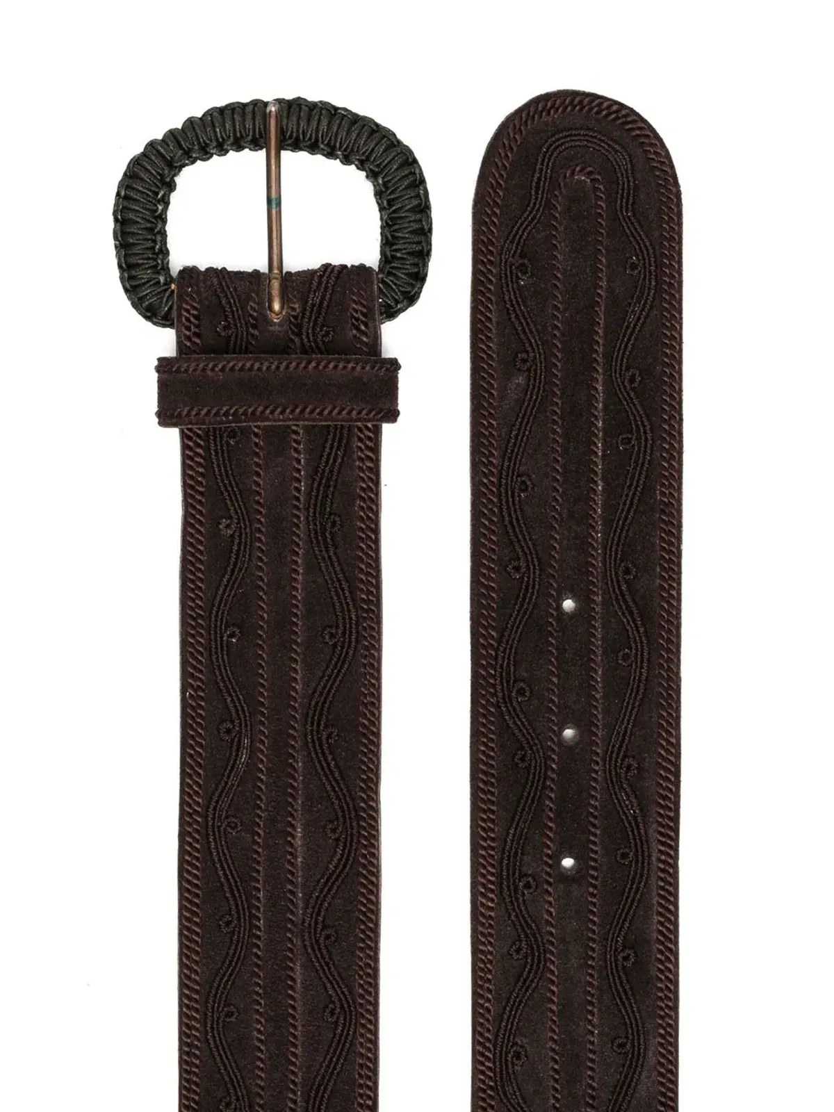 Saint Laurent Pre-Owned 1970s braided detailing belt - Brown - 画像2