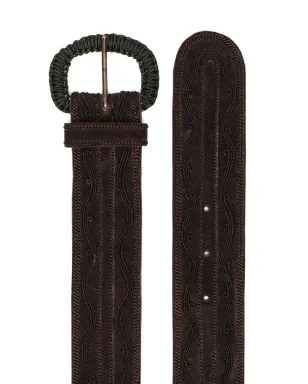 Saint Laurent Pre-Owned 1970s braided detailing belt - Brown - サムネイル2