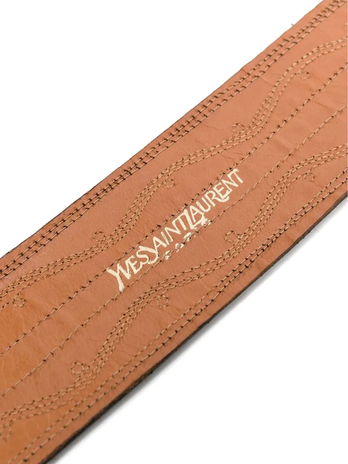 Saint Laurent Pre-Owned 1970s braided detailing belt - Brown - 画像3