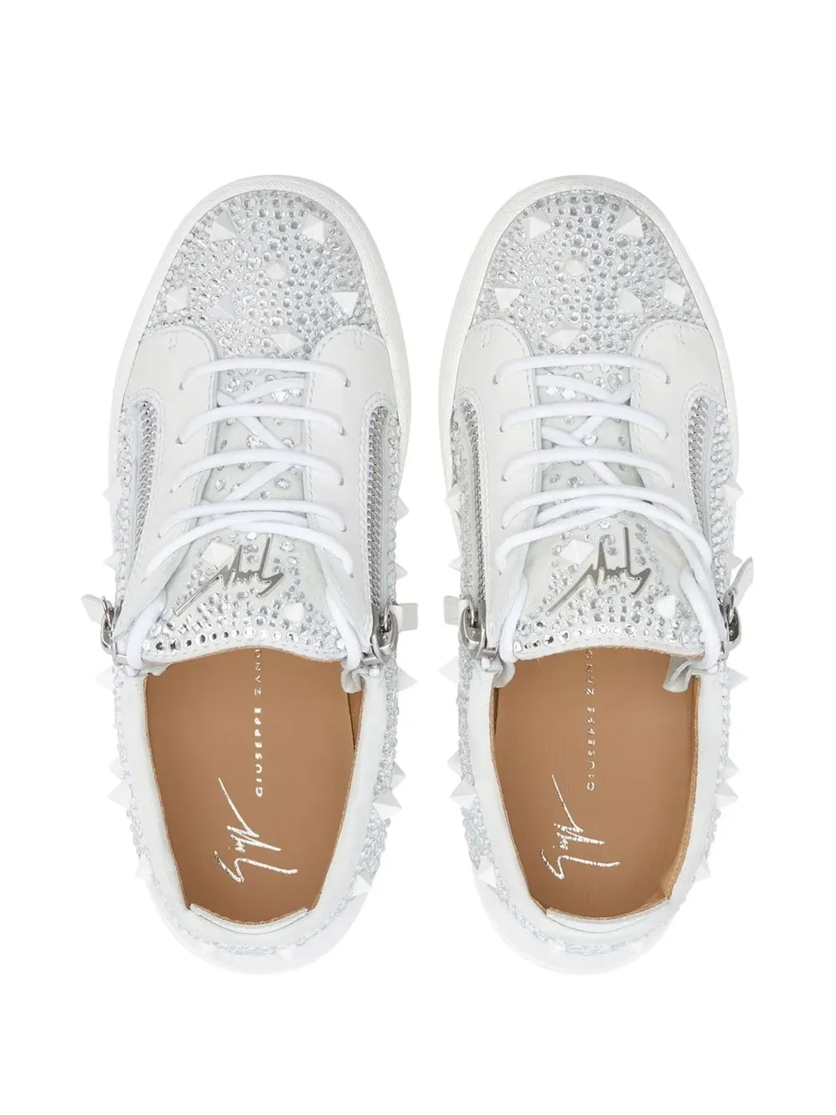 Giuseppe Zanotti Gail クリスタルスタッズ ロー・トップスニーカー - 画像4