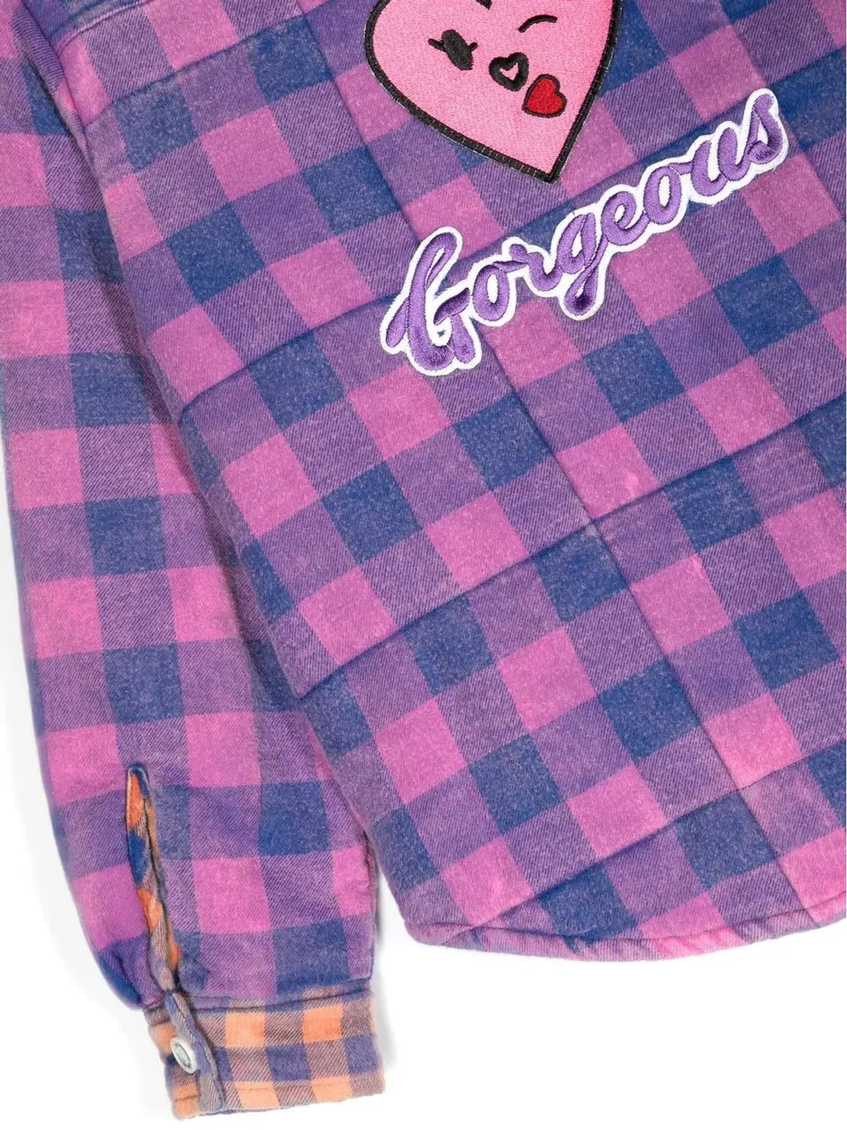 Natasha Zinko Kids パッチワークチェック柄フランネルシャツ - 画像3