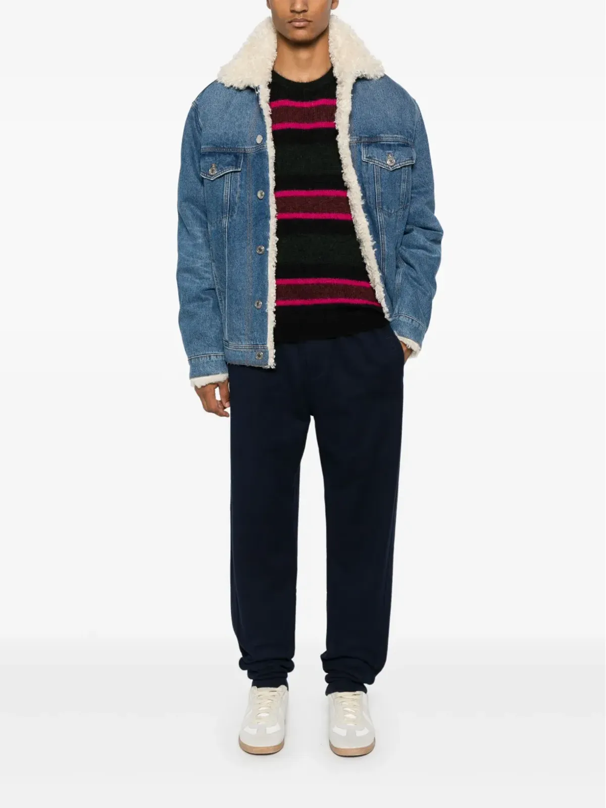 Saint Laurent ストライプニットセーター（グリーン） - 画像2