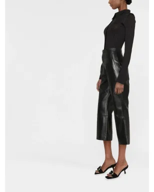 Saint Laurent プリーツディテール レザーパンツ - サムネイル3