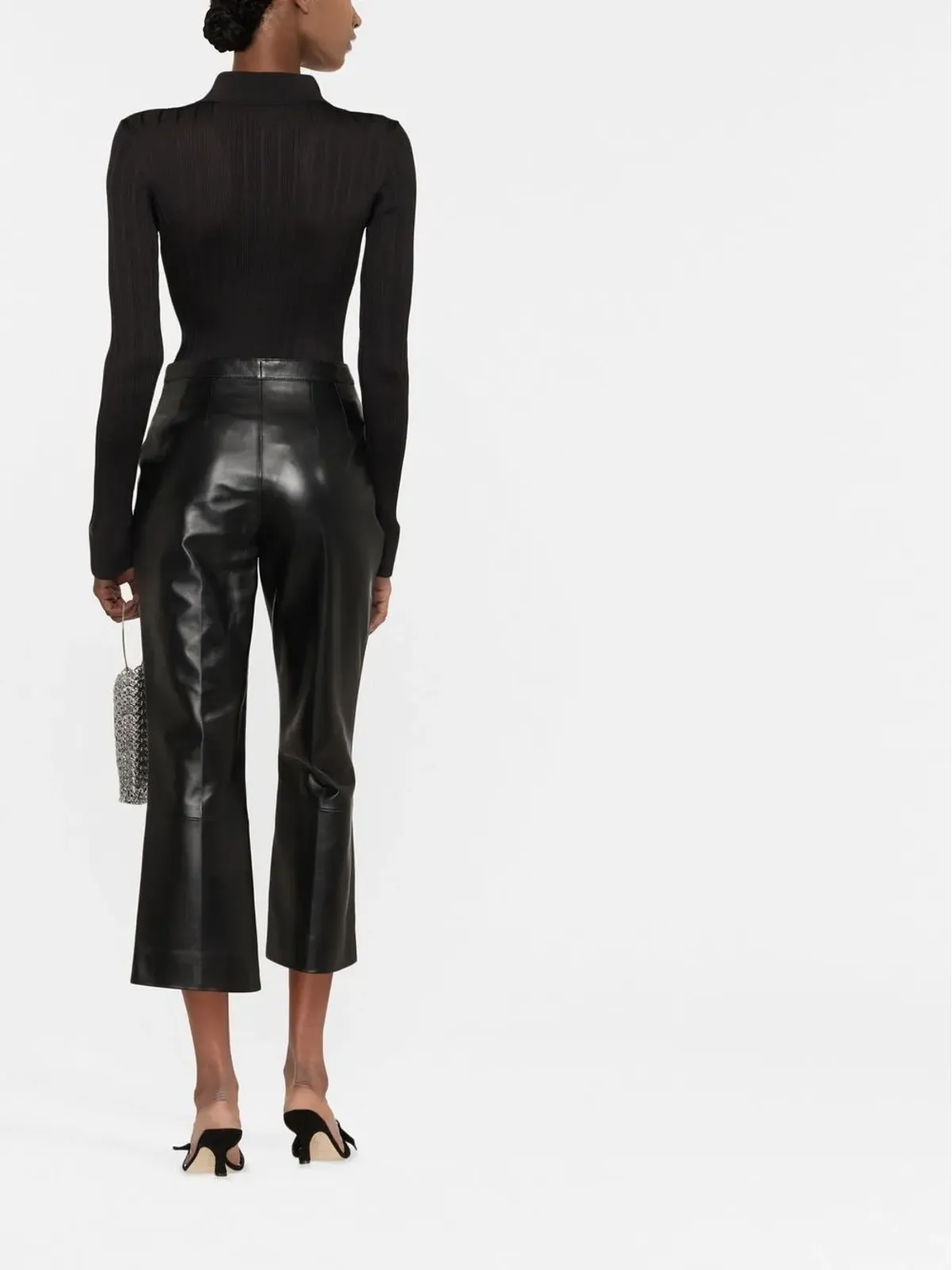 Saint Laurent プリーツディテール レザーパンツ - 画像4