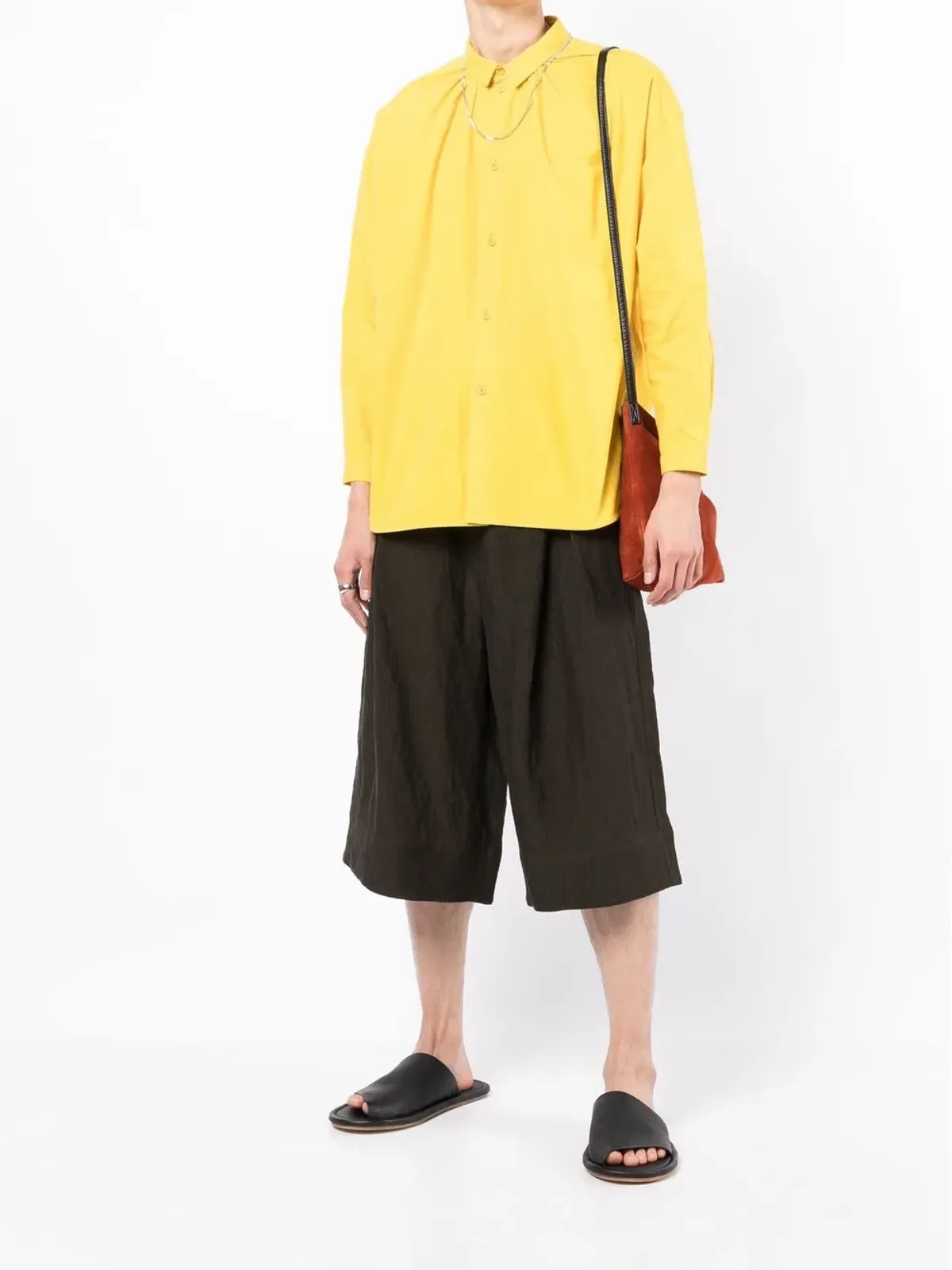 Toogood ギャザー入り長袖リネンシャツ イエロー - 画像2