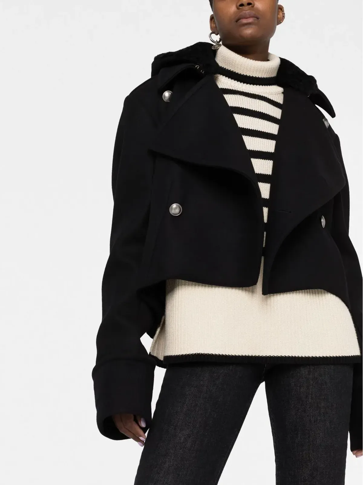 Saint Laurent デタッチャブルフード付きミリタリージャケット - ブラック - 画像5