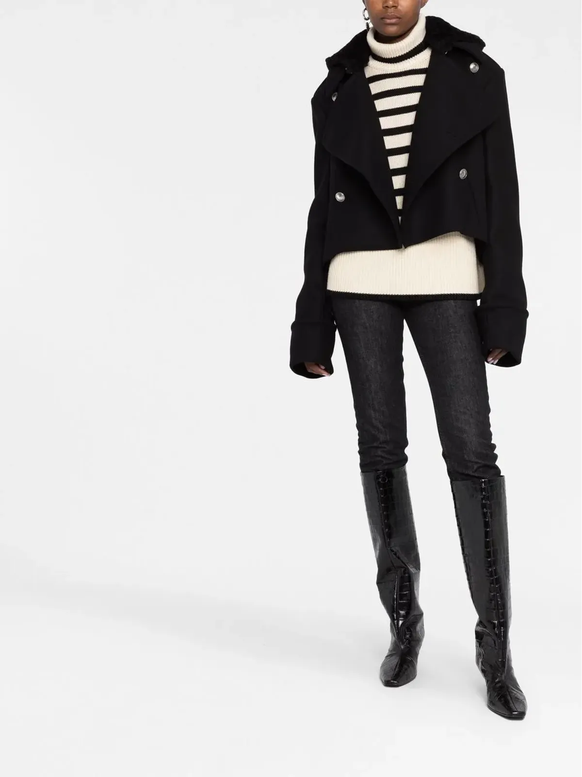 Saint Laurent デタッチャブルフード付きミリタリージャケット - ブラック - 画像2