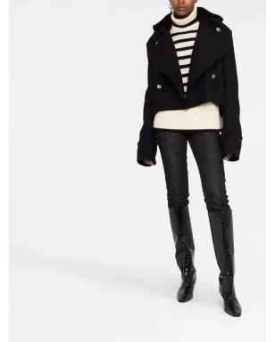 Saint Laurent デタッチャブルフード付きミリタリージャケット - ブラック - サムネイル2