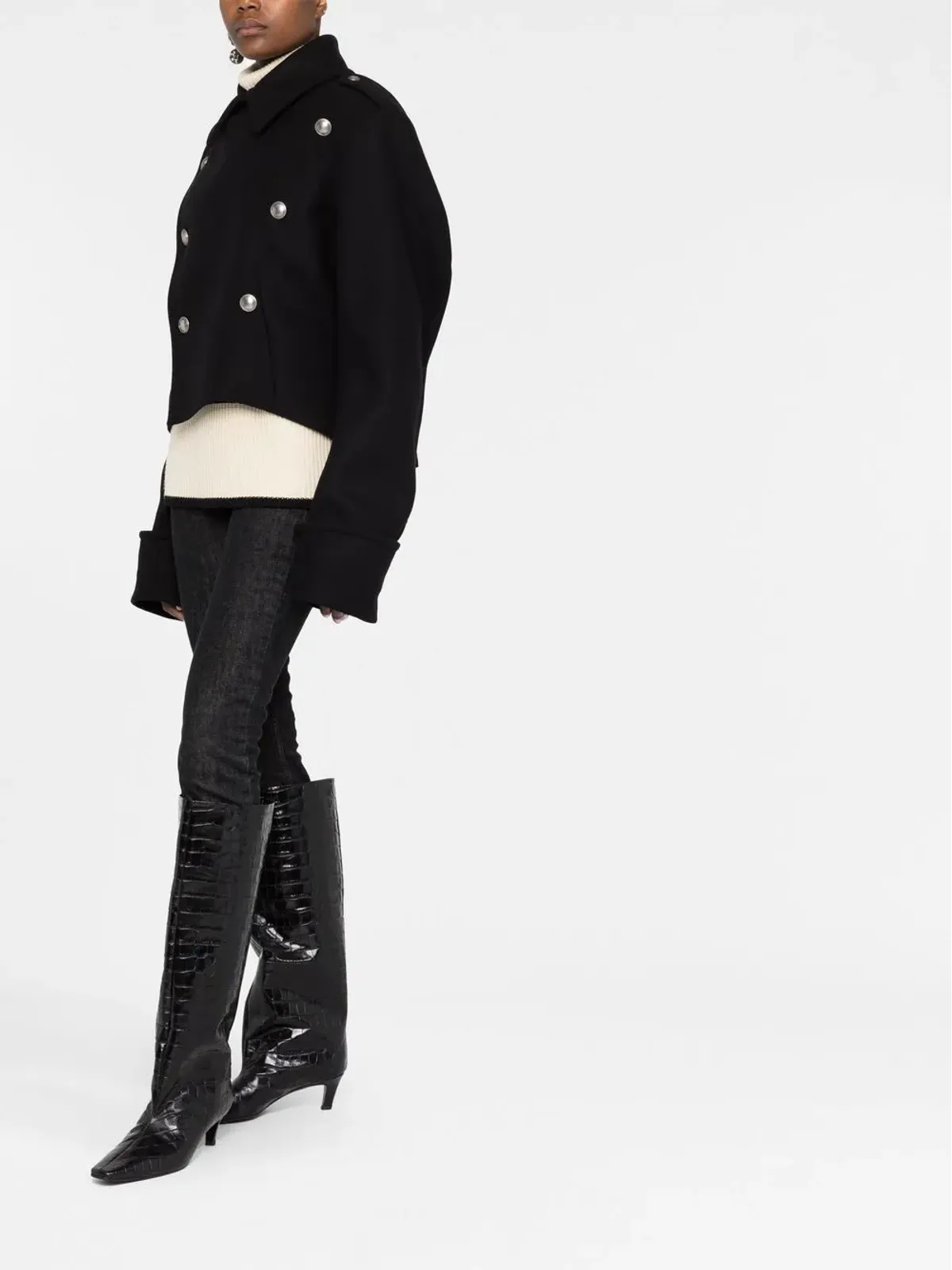 Saint Laurent デタッチャブルフード付きミリタリージャケット - ブラック - 画像4