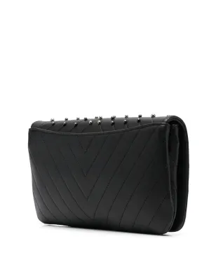 CHANEL Pre-Owned 2019 Chevron studded Full Flap clutch - Black - サムネイル3