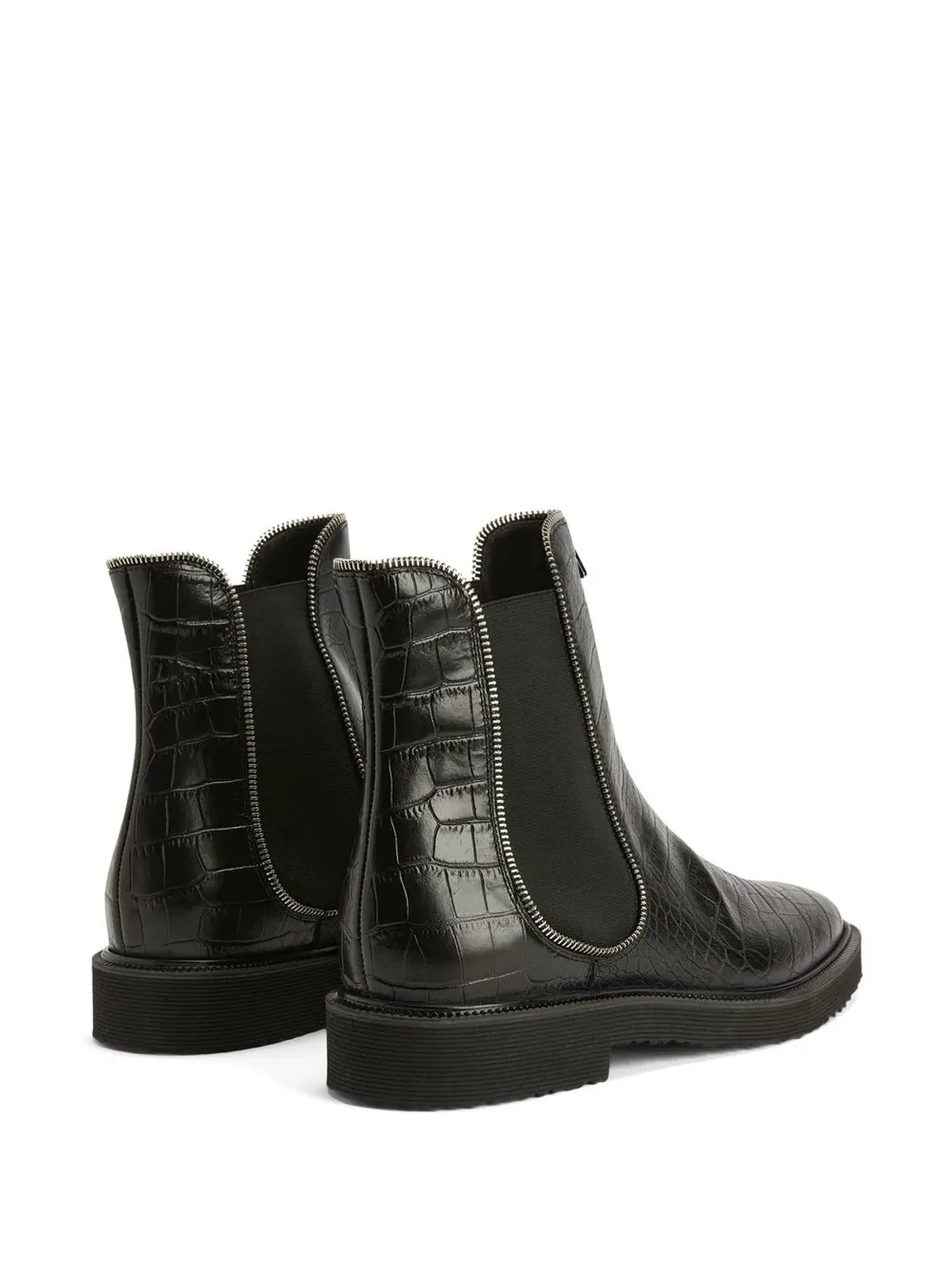 Giuseppe Zanotti ジャキ クロコダイルエフェクト レザー チェルシーブーツ - 画像3