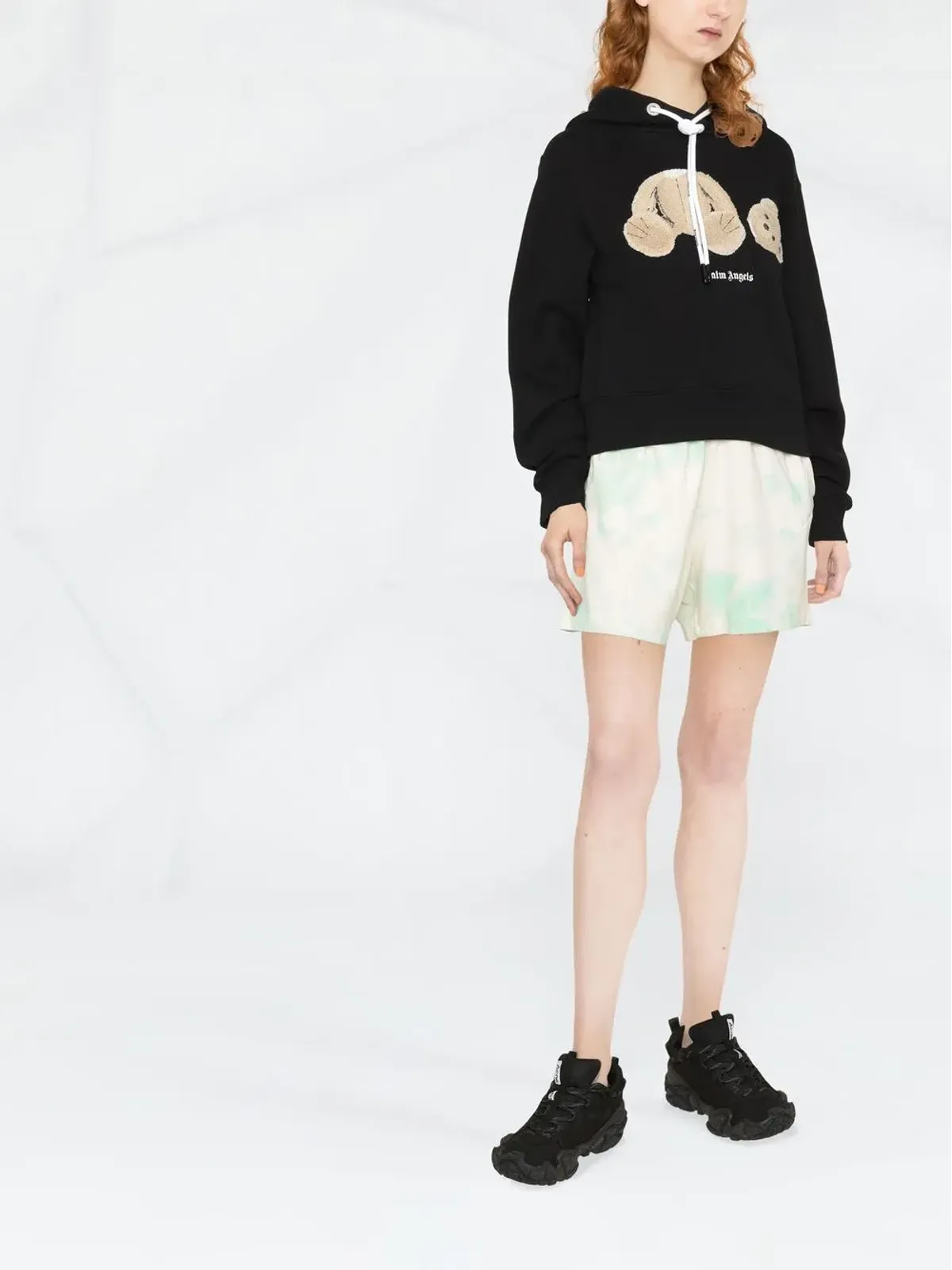Palm Angels Bearロゴモチーフ クロップドフーディ ブラック - 画像4