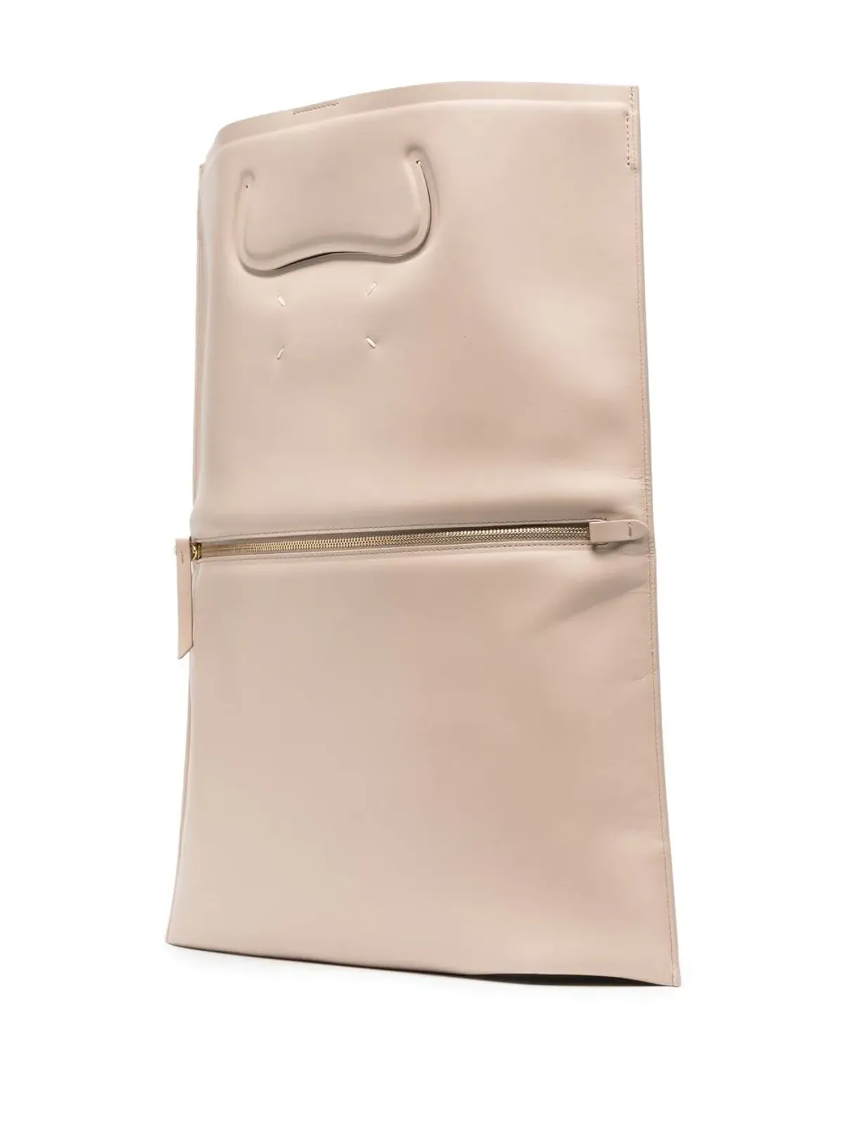 Maison Margiela Tabi flat leather tote bag - Neutrals - 画像3