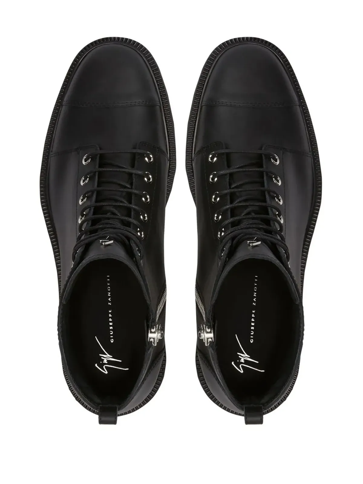 Giuseppe Zanotti クリス・ロー レースアップ レザーブーツ - ブラック - 画像4