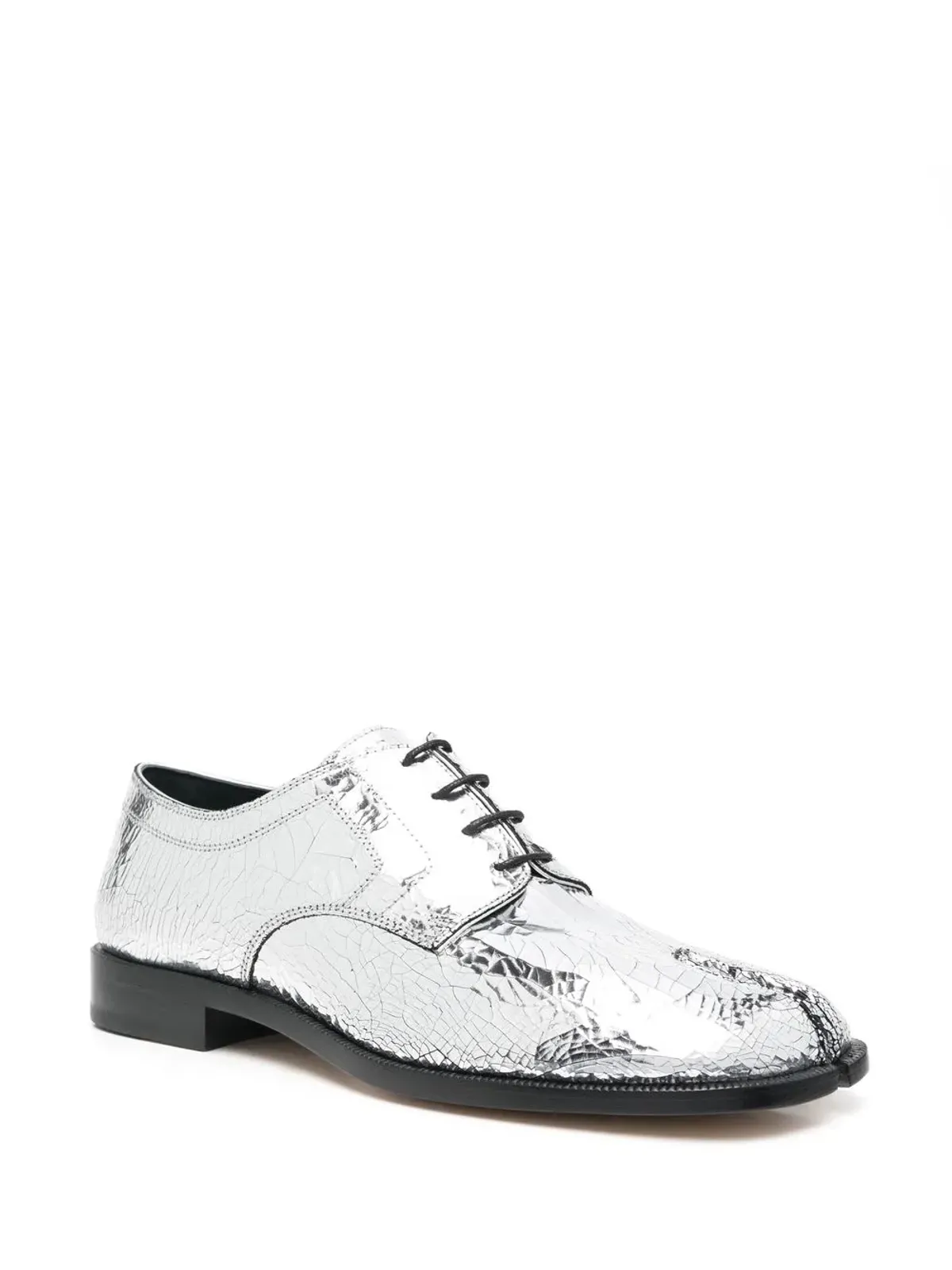 Maison Margiela タビ ミラーエフェクト レースアップ ブローグス（シルバー） - 画像2