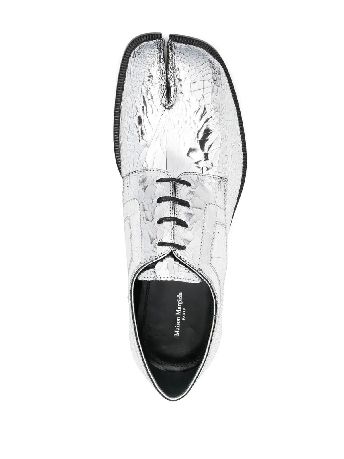 Maison Margiela タビ ミラーエフェクト レースアップ ブローグス（シルバー） - 画像4