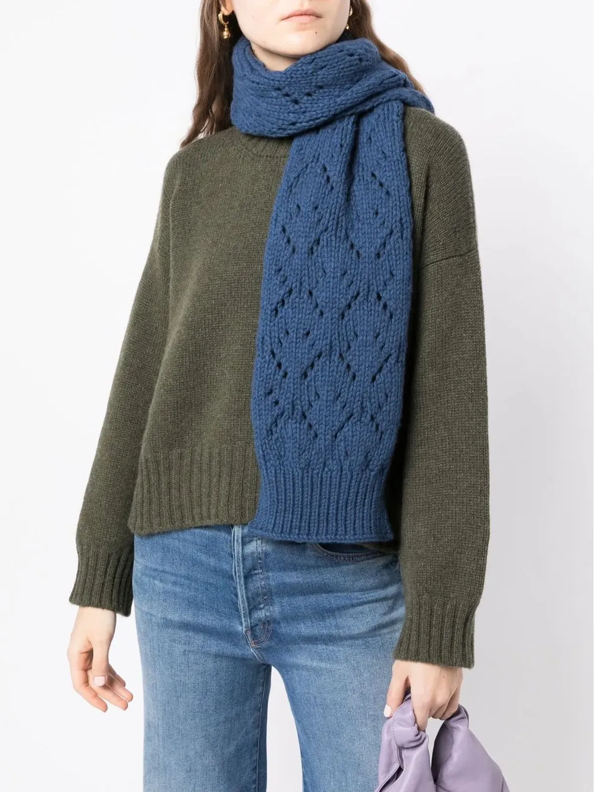Pringle of Scotland ダイヤモンドアイレットステッチ ウールスカーフ - 画像2