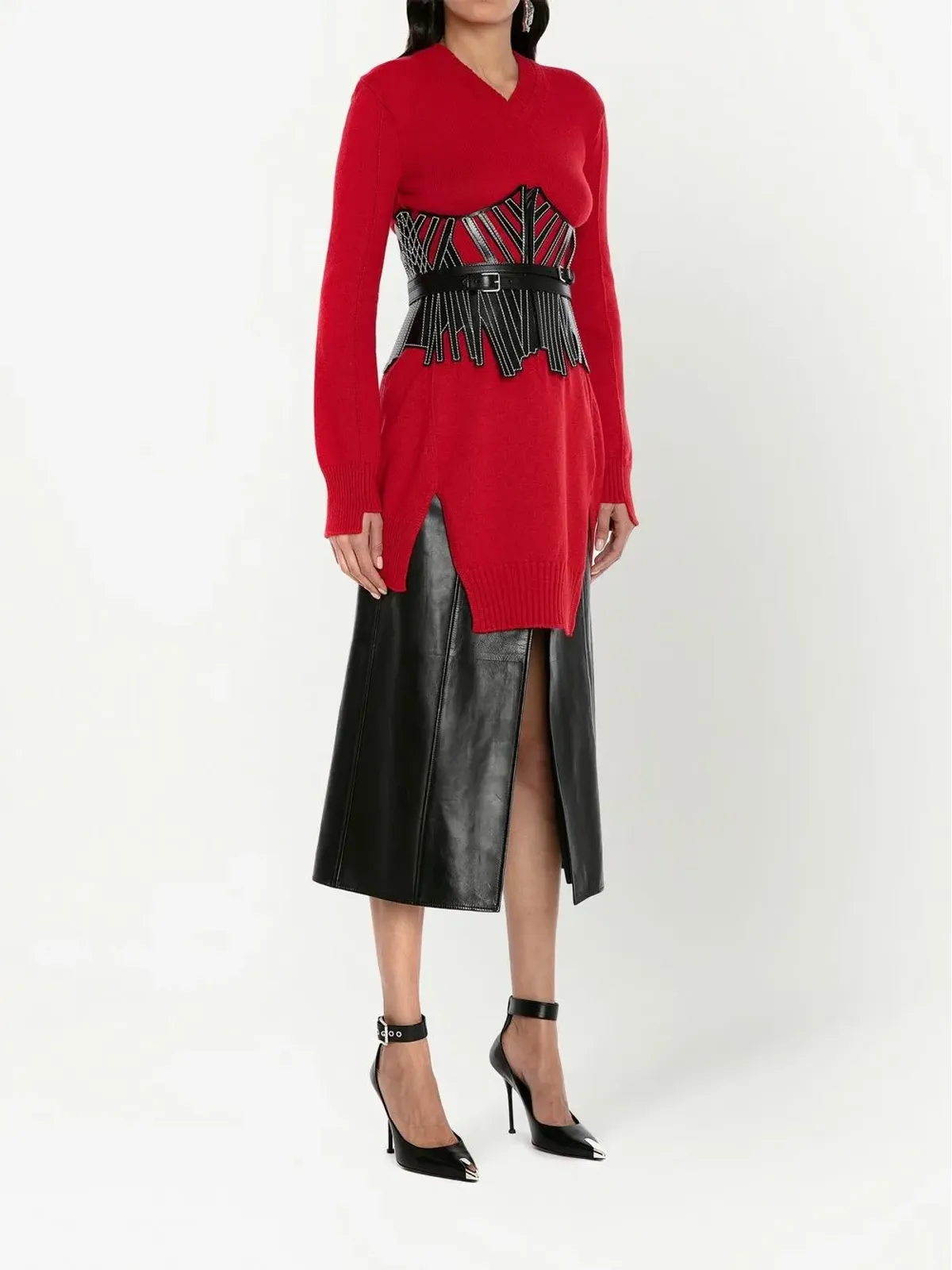 Alexander McQueen ニットチュニックジャンパー - レッド - 画像3