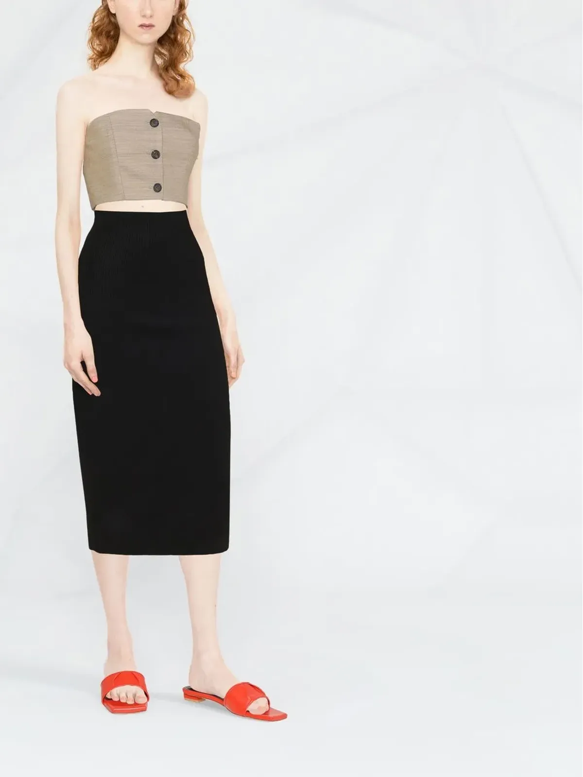 Victoria Beckham ニットミディペンシルスカート - 画像2