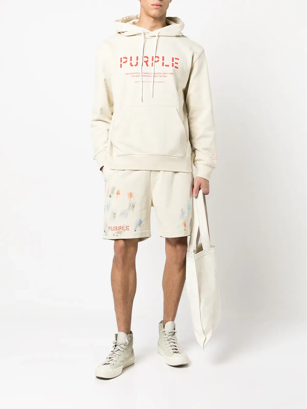 Purple Brand ステンシルロゴプリントフーディ - 画像2