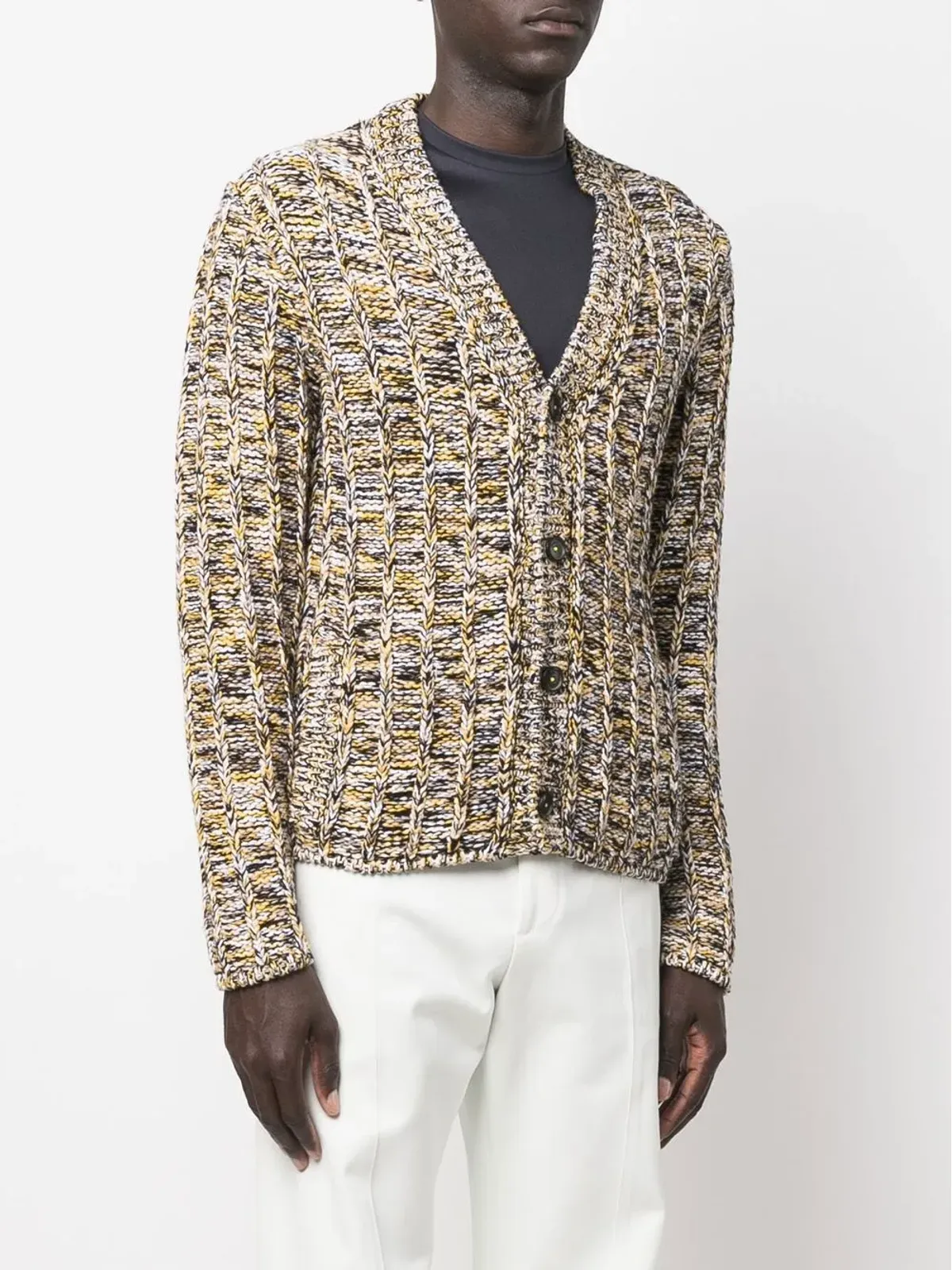 Ferragamo チャンクニットVネックカーディガン - イエロー - 画像3