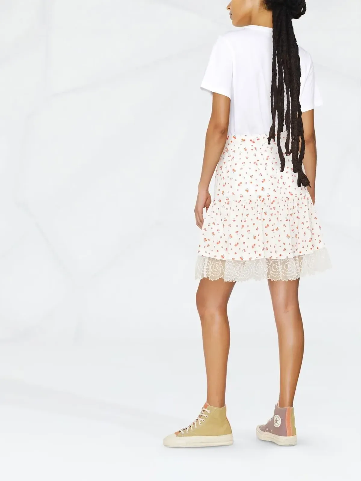 See by Chloé チェリー柄のギャザー入りスカート - 画像4